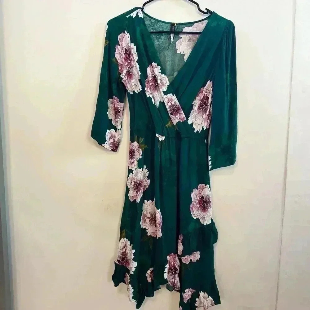 Tracy Reese floral faux wrap dress size XS petite